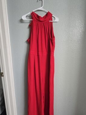 Women’s Red Sleeveless Halter Jumpsuit